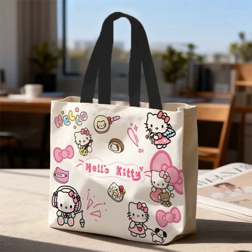 Add-on only: Sanrio Hello Kitty Mini Canvas Tote Bag- Pink & Yellow
